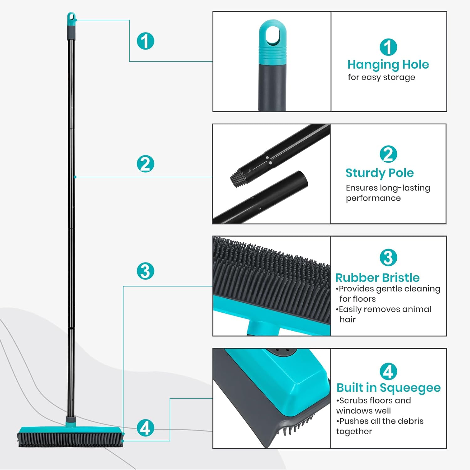 MAVRIZ Air Broom with Removable Rubber Strip and Broom Bristle, Carpet Rake for Pet Hair Removal