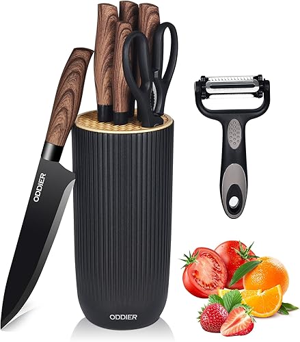 Juego de Cuchillos, Juego de Cuchillos de Cocina de 8 Piezas, Juego de Cuchillos de Acero Inoxidable para Cocina, Juego de Bloque de Cuchillos