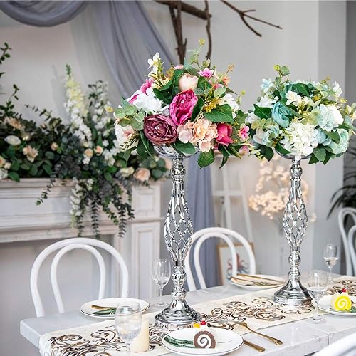 Miniatura 2 de LoveCat Centros de mesa de boda para mesas de recepción, candelabros giratorios, adornos de metal, centros de mesa de boda, escenario en T,