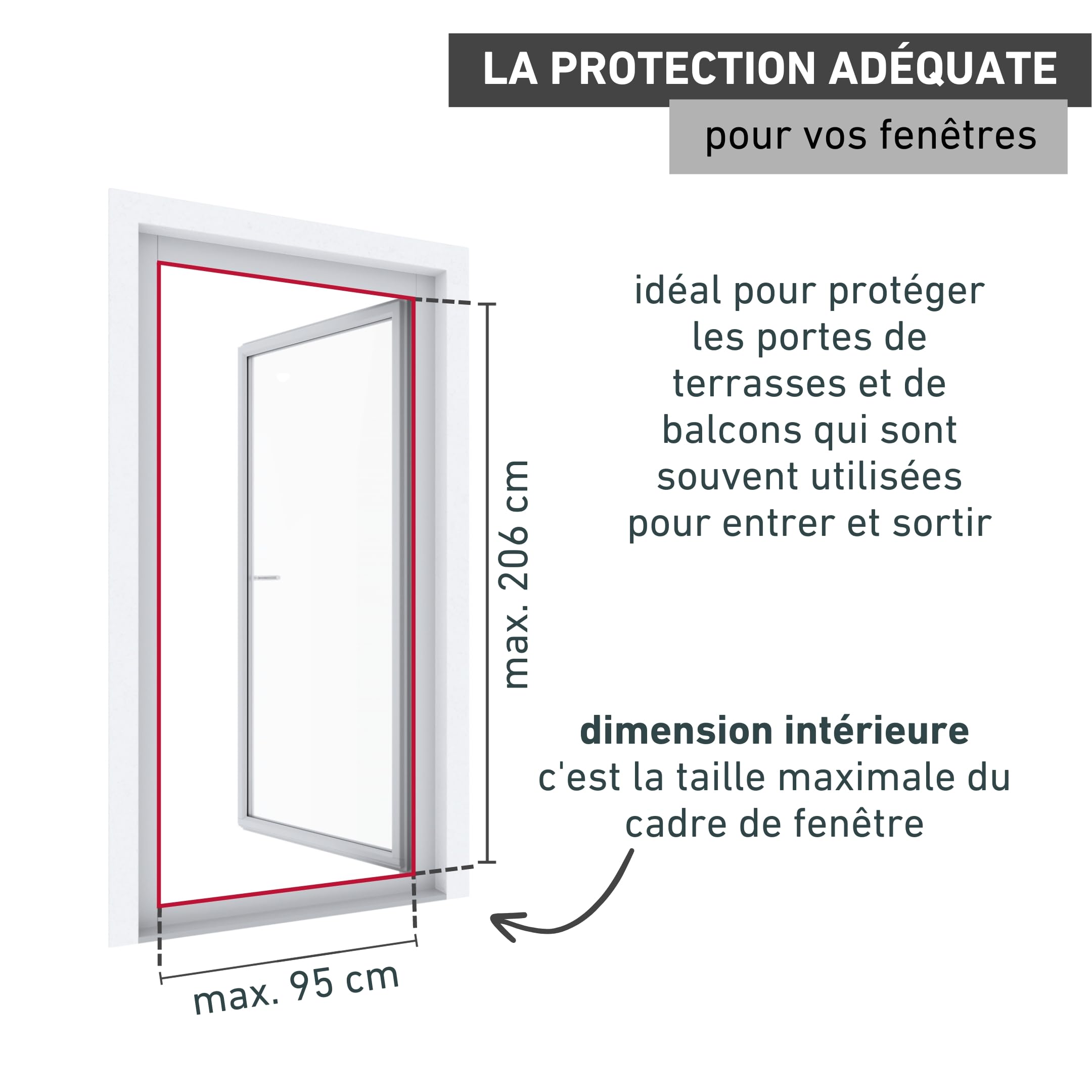 Windhager EXPERT 03241 Moustiquaire de porte battante pour porte battante, moustiquaire de porte, cadre tendu, 100 x 210 cm, anthracite