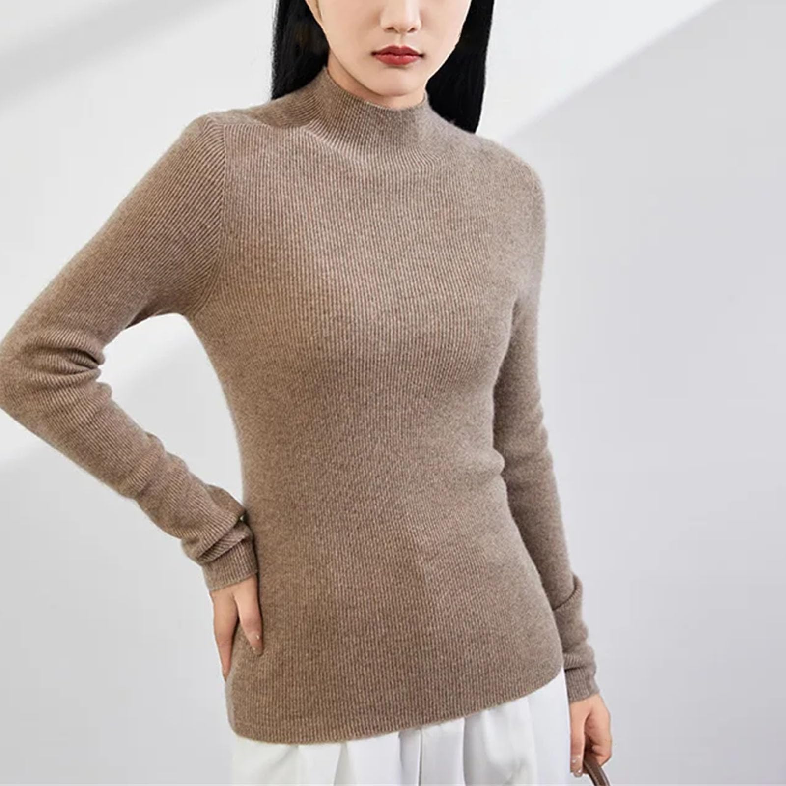Maglione da donna a collo alto in cashmere slim all-match maglia fondello camicia