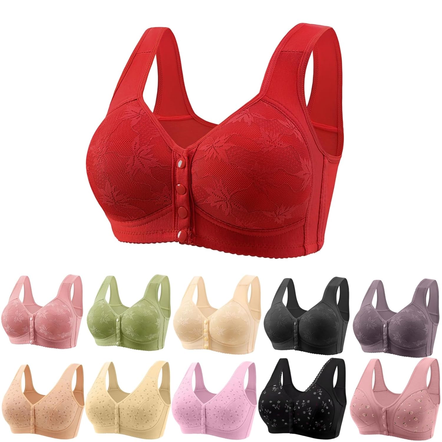 Daisy Bras for Older Women Front Closure Seamless Wireless Bra for Senior No Underwire 2025 Breathable Bras with
