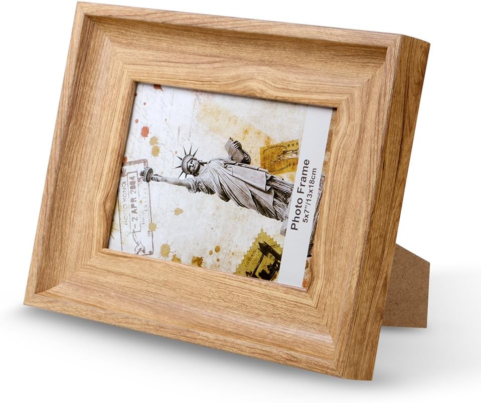 AIRCLE 8x10 Picture Photo Frames with 5x7 Nordic style, Frame Clips & Holder, Brown, Wood & Big Picture Frames for Family, Home and Bedroom Hang Wall Décor Multi Display.