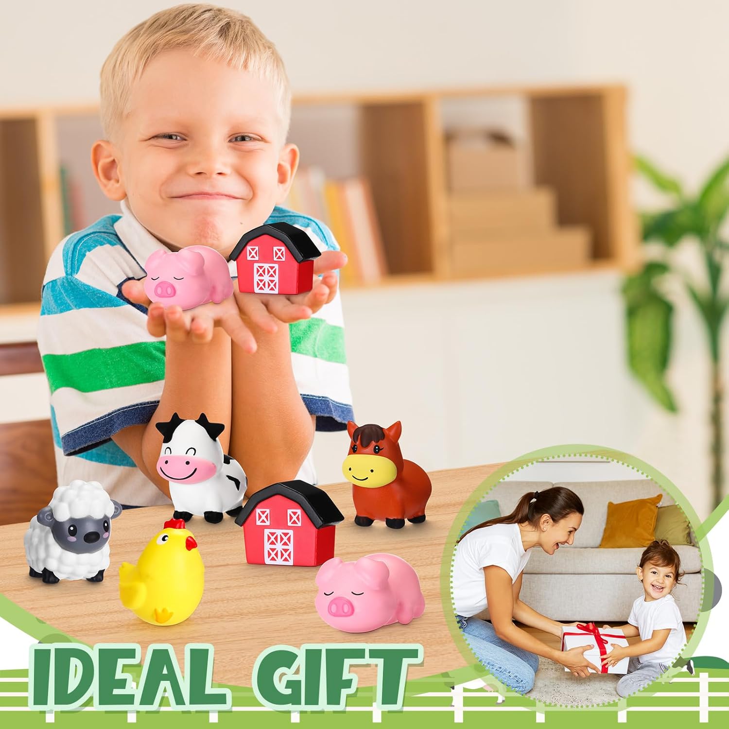 Wettarn 24 Farm Animal Foam Stress Toy Party Favors Fidget Toy Bulk Cute Farm Animal Stress Relief Gift Supplies for Adults Kids Classroom Reward Bathtub Beach Pool