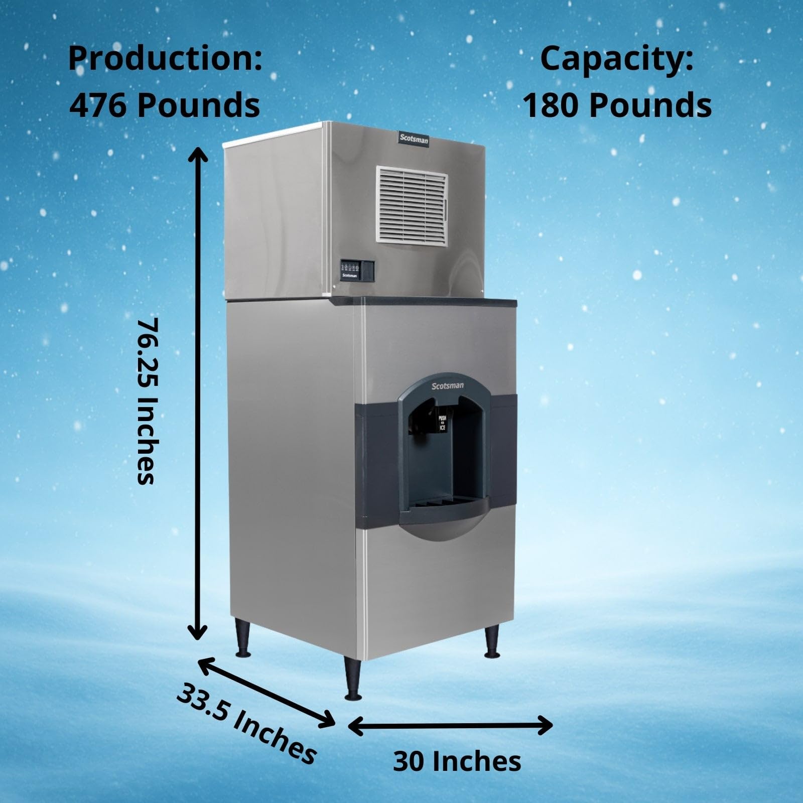 Scotsman Prodigy Elite Small Cube 30" Ice Maker - 476 lb/Day, 180 lb Hotel Bin on Fridge.com