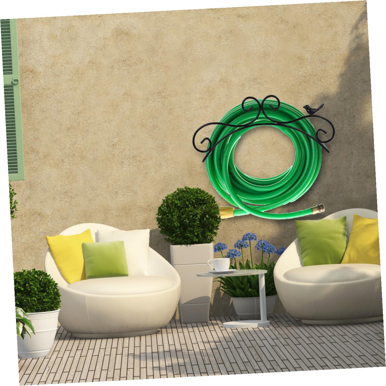Wandmontierter Gartenschlauchhalter aus Eisen, Antik Elegant, Schwarz