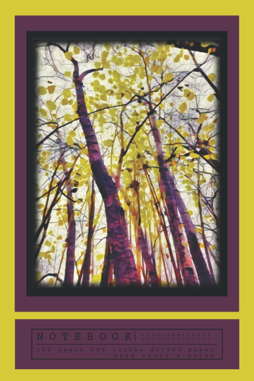 Primary Notebook Composition Dot Grid Paper | Simple Cover: Trees Desing Yellow bckgrnd #4 | 160 dotted pages 6x9 inches size: Dot Grid Notebook, ... Book, Sketchbook to Create Your Own Ideas