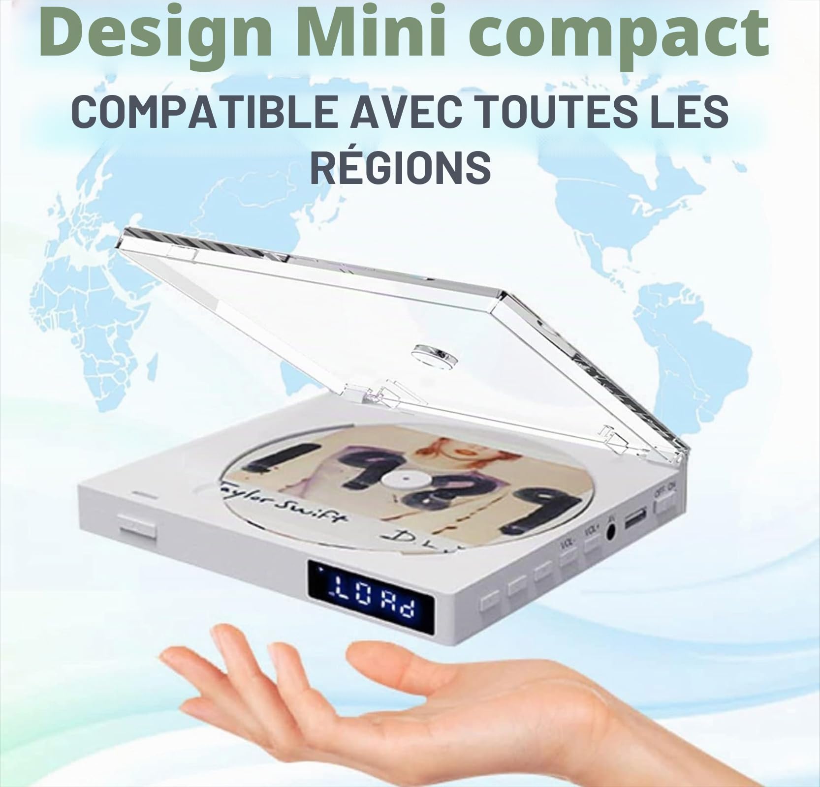 Mini Lecteur DVD Toutes Régions 1080P HDMI AV USB AUX Compact avec Câble HDMI RCA Télécommande