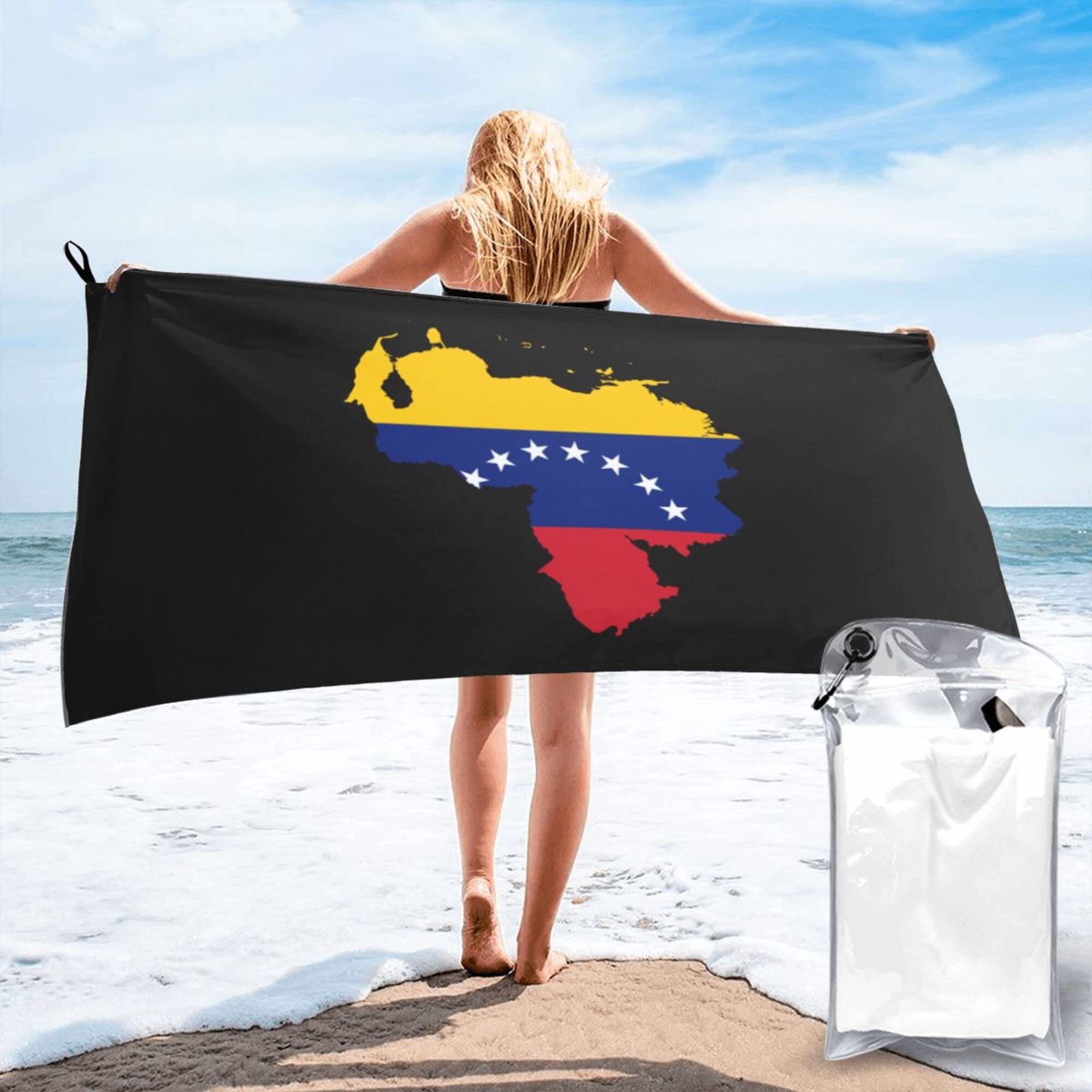 Lsjuee Venezuela Flag Map Microfiber Beach Towel-Quick Dry Oversized Towels Blanket for Travel Pool Camping