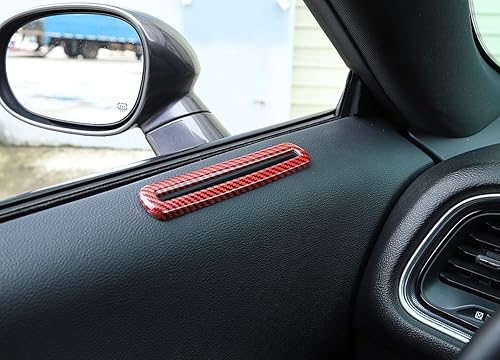 Miniatura 9 de GZXinWei Cubierta de salida de salida de aire de puerta interior de fibra de carbono para Dodge Challenger 2015-2020 Adhesivo para panel interior