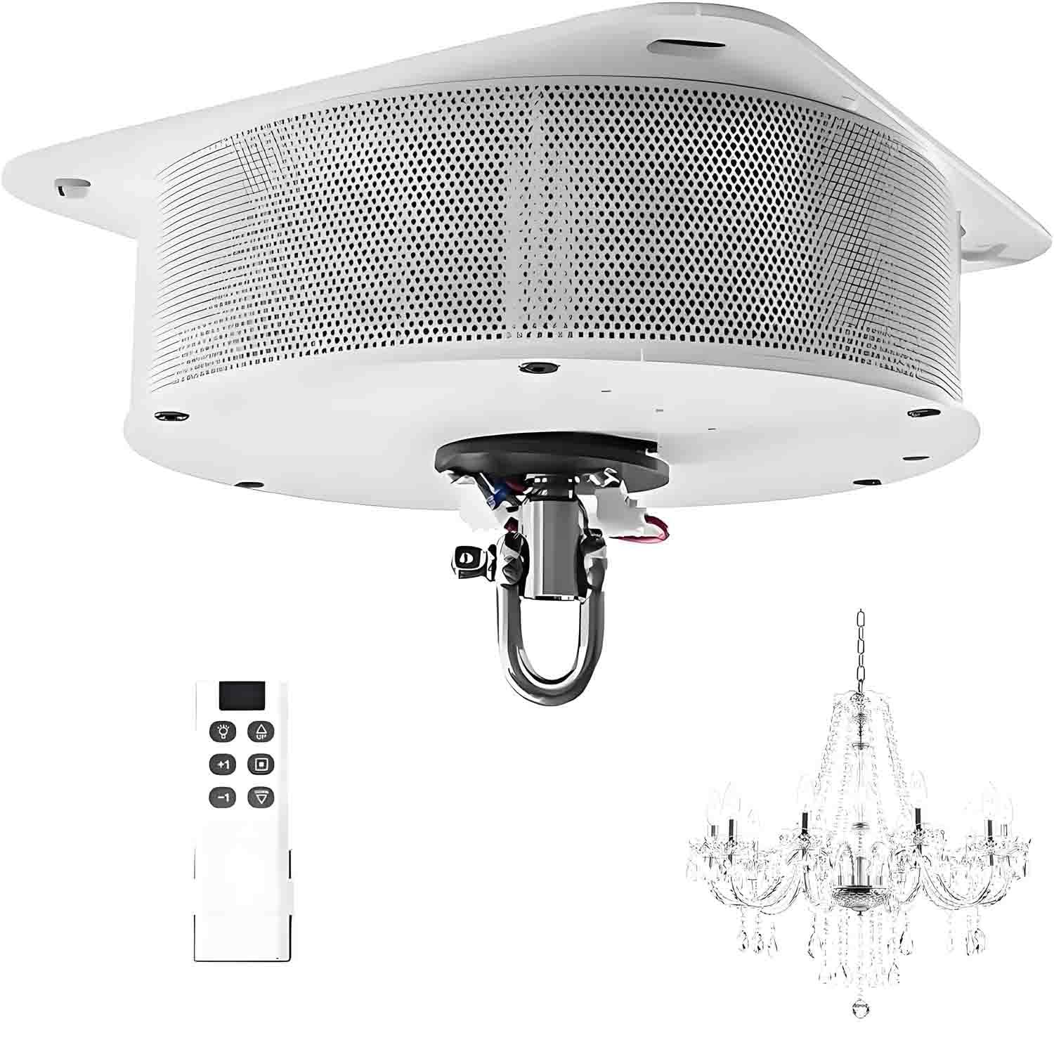 GLBMXDD Remote Control Ceiling Light Hoist, 40/70/130/180KG Load Capacity, 5-6M Lifting Height, 110V-240V, Electric Lifter for High Ceiling Chandeliers & Pendant Lights 180kg(396lbs)