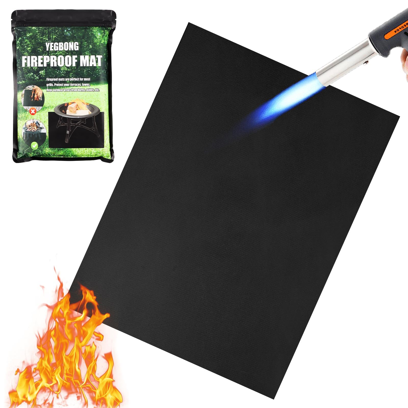 Tapis Ignifuge 120 x 100 cm pour Barbecue, Protection Thermique Réutilisable Sol