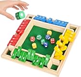 Shut The Box Game Wooden - 2-4 Player Adults and Kids Family Wooden Board Table Math Games, Classic Game with 8 Dice, Family Classroom Home Party or Pub Strategy Games