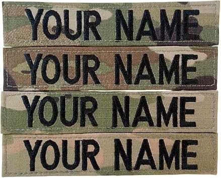 4 Piece Multicam OCP Custom Uniform Military Name Tape or Army Tape, with Fastener, Customized Sew on or with Hook Fastener