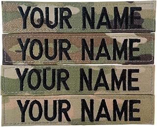 4 Piece Multicam OCP Custom Uniform Military Name Tape or Army Tape, with Fastener, Customized (Sew on or with Hook Fastener)