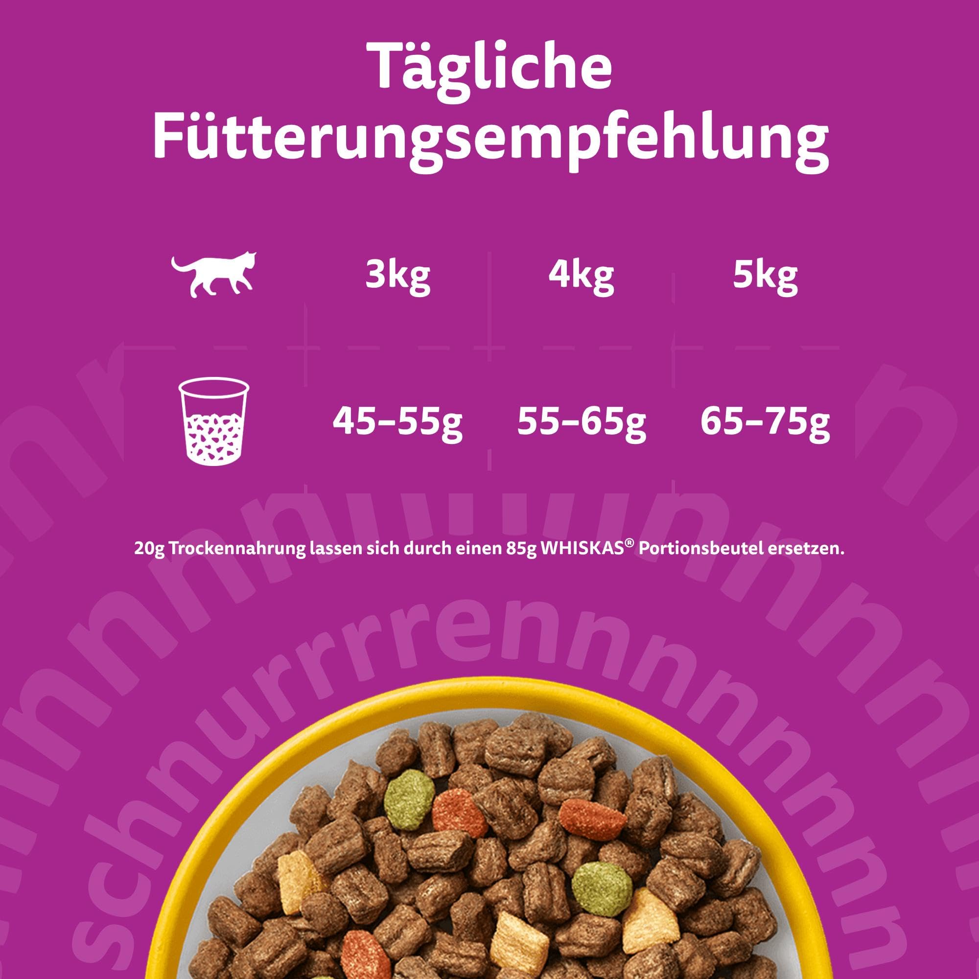 WHISKAS Trockenfutter für ausgewachsene Katzen 7kg mit Huhn