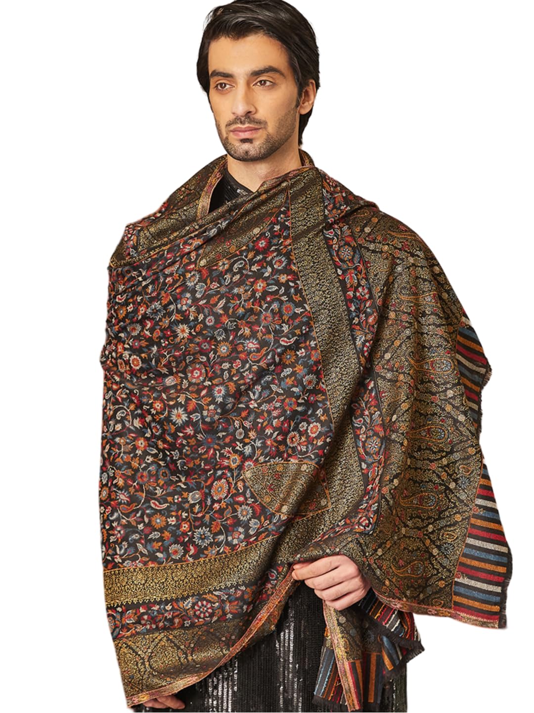 pashmoda Men Rangrez Kaani Shawl, Authentic Kashmiri Luxury Pashmina Style Shawl (Size: 101 X 203 CM)-picture-32