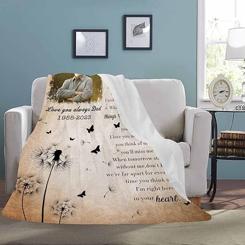 Miniatura 2 de Artsadd Manta conmemorativa personalizada en memoria amorosa de mamá, papá, padre, abuela, abuelo, nana, manta personalizada con foto, nombre,