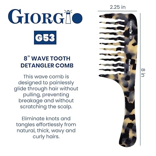 Miniatura 3 de Giorgio G53 - Peine de dientes anchos para desenredante de cabello rizado, peines de dientes anchos para mujeres con cabello grueso, peine de