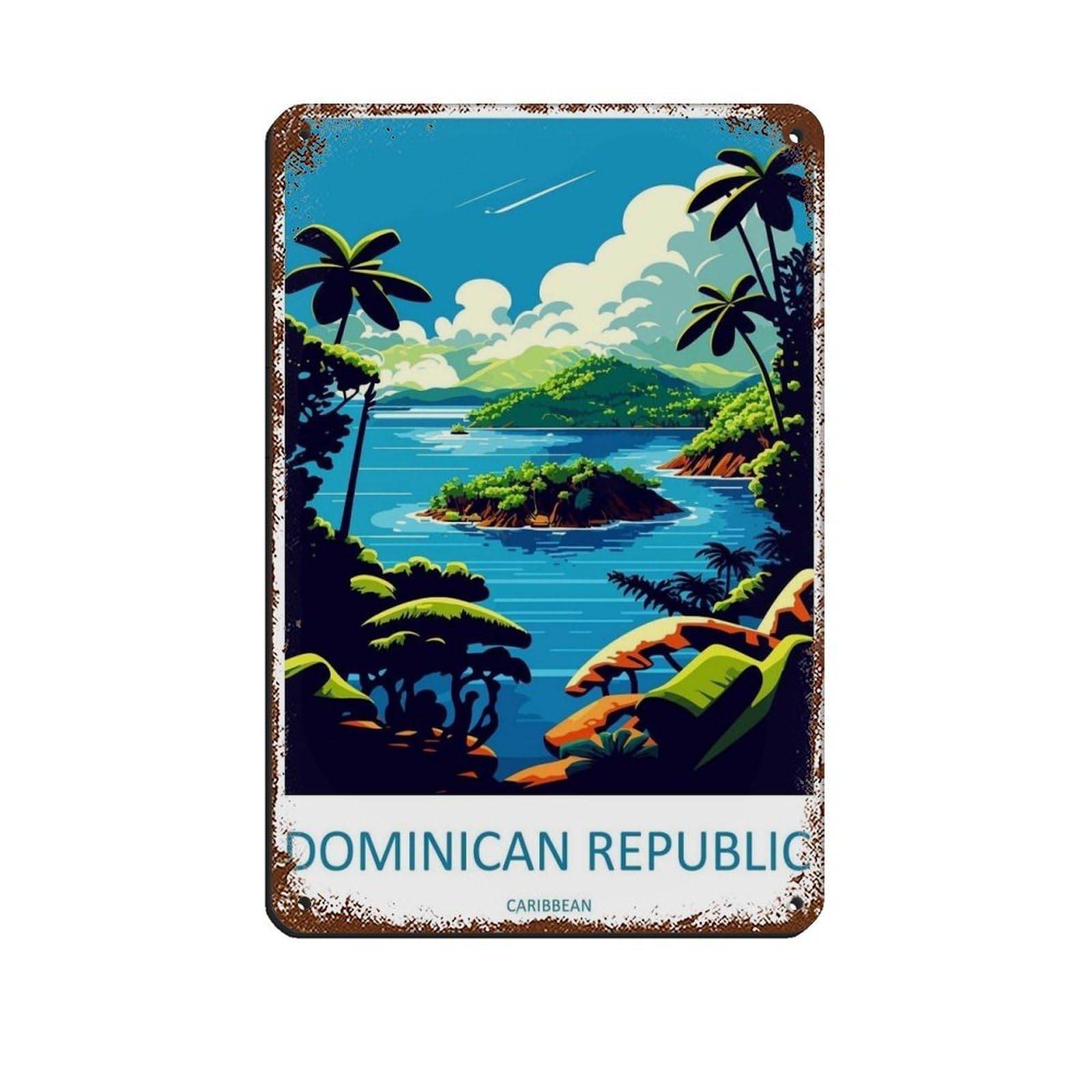 Dominica Travel Art Caribbean Travel (2) Retro Poster Metal Tin Sign Chic Art Retro Iron Painting Bar People Cave Cafe Family Garage Poster Wall Decoration 8x12inch(20x30cm)