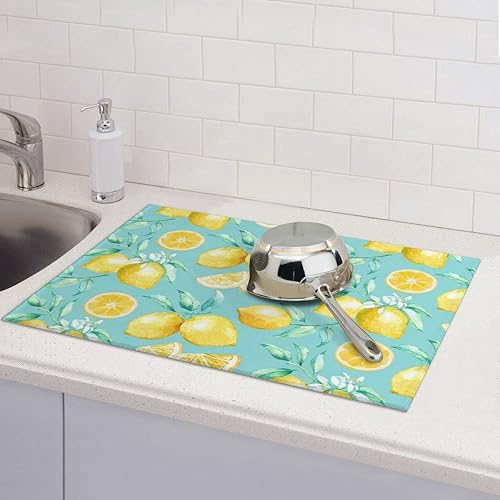 Vista 48 de Tapete de secado de platos de hojas florales verdes para encimera de cocina, 18 x 24 pulgadas, tapete absorbente reversible para platos Hoja floral