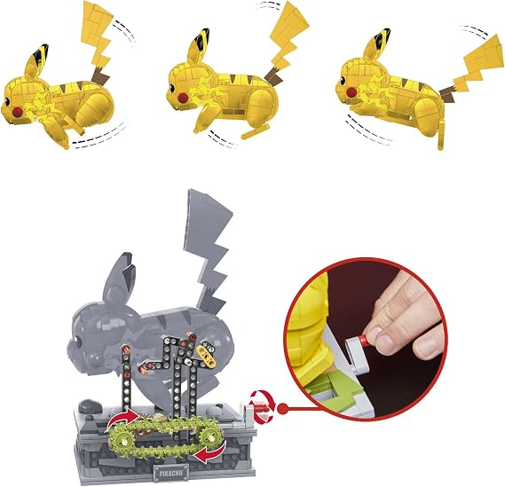 Mega Pokémon Movable Pikachu build set, Bendable Joint Toy Set HGC23 with 1095 Compatible Blocks and Parts