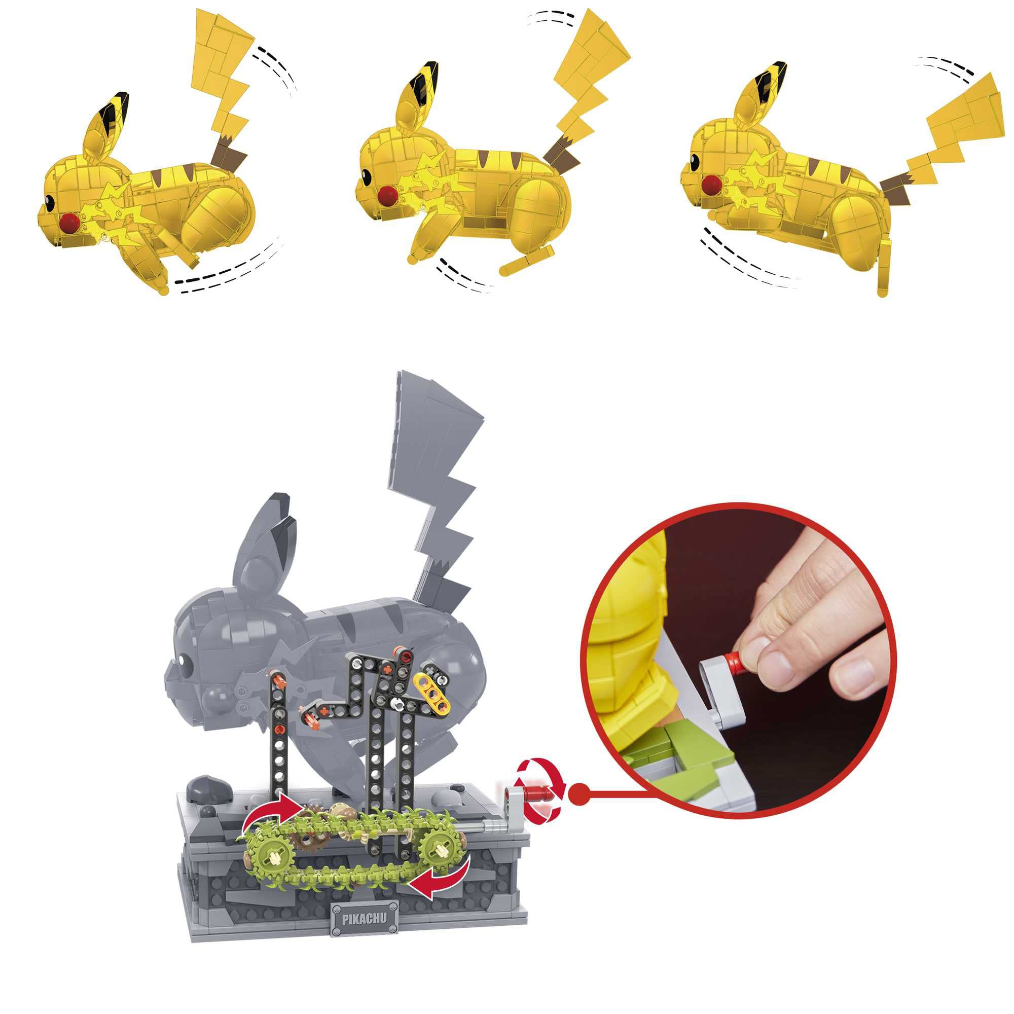 MEGA Pokémon Pikachu do ustawiania, zestaw konstrukcyjny premium z 1092 elementami oraz ruchomymi częściami, do ustawiania w różnych pozach, zestaw prezentowy dla kolekcjonerów, HGC23