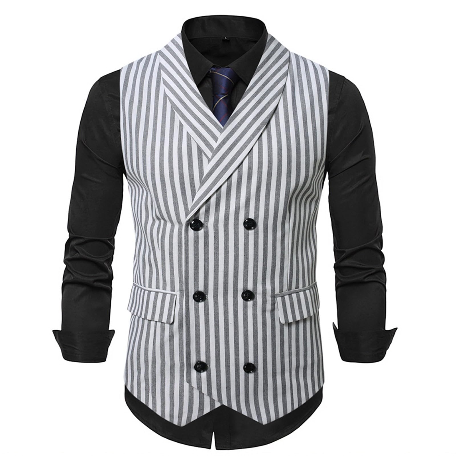 Chaleco sin mangas para hombre, de verano, color negro, estilo retro