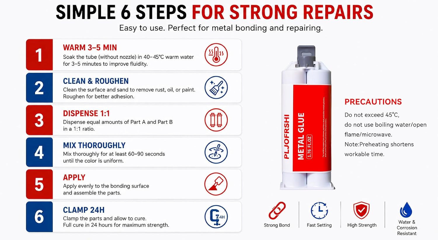 Metal Glue,Muffler Repair kit，Waterproof Sealing Epoxy Adhesive, Liquid Metal Filler,The Strongest for Metals Plastics Steel Ceramics Fiberglass