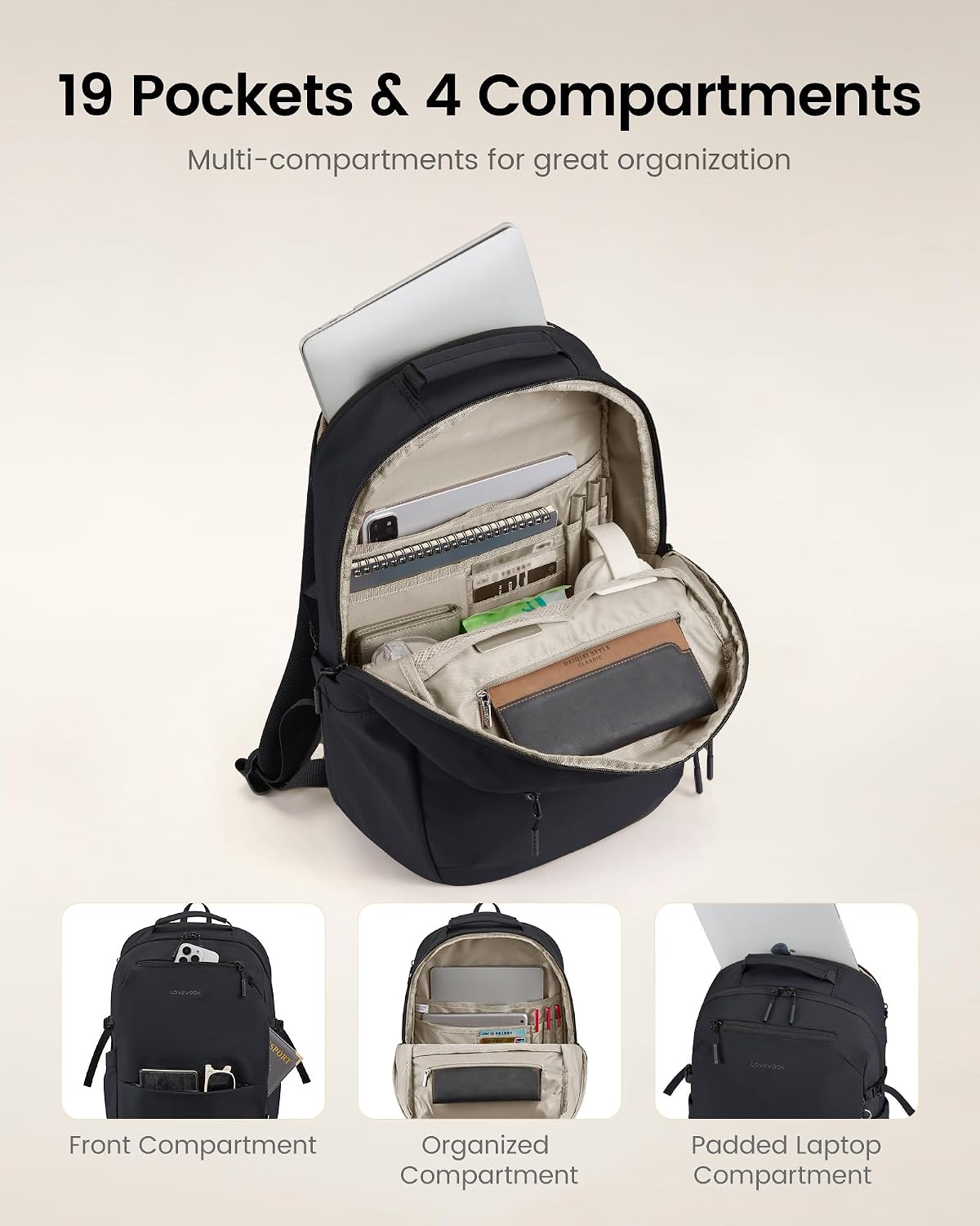  Laptop Backpack Women with Tumbler Holder, Work Travel Backpack | 17.3Inch Blue Computer Travel Backpack with Laptop Compartment, Water Resistant, Commuter College Teacher Nursing Purse Bag thumbnail