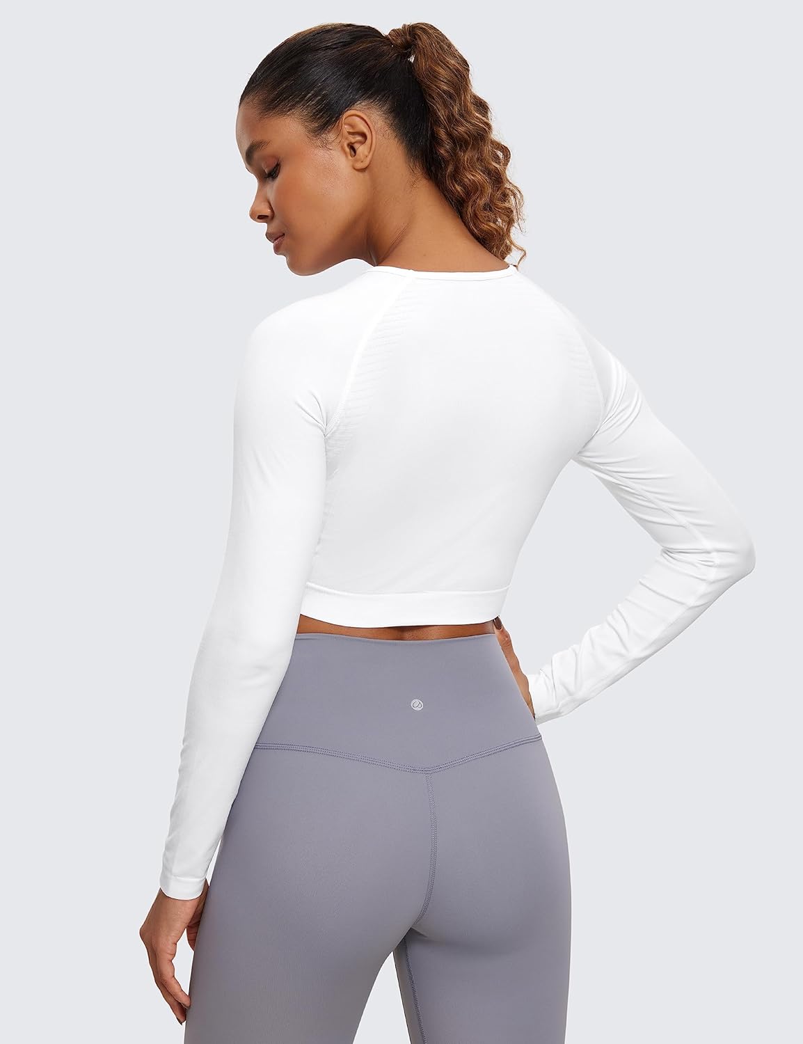CRZ YOGA Seamless Long Sleeve Shirts for Women Workout Athletic Crop Tops Cropped Running Gym Yoga T-Shirts - Image 2