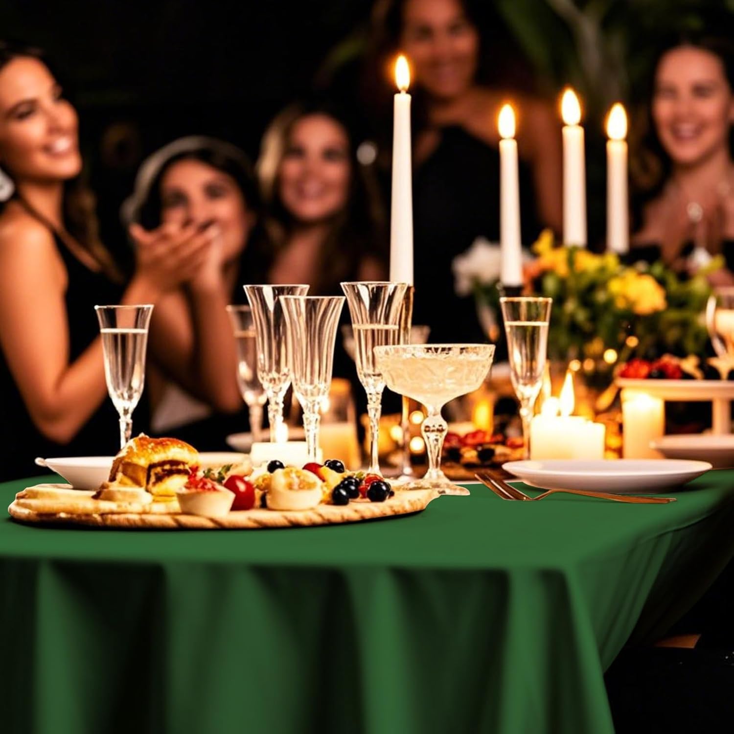 54IN X 160FT Plastic Table Cover Roll with Cutter Box, Cut to Size Plastic Table Cloths for Parties, Birthday, Disposable Tablecloth Roll for All Shape Tables (Green, 54 Inch X 160 Feet)