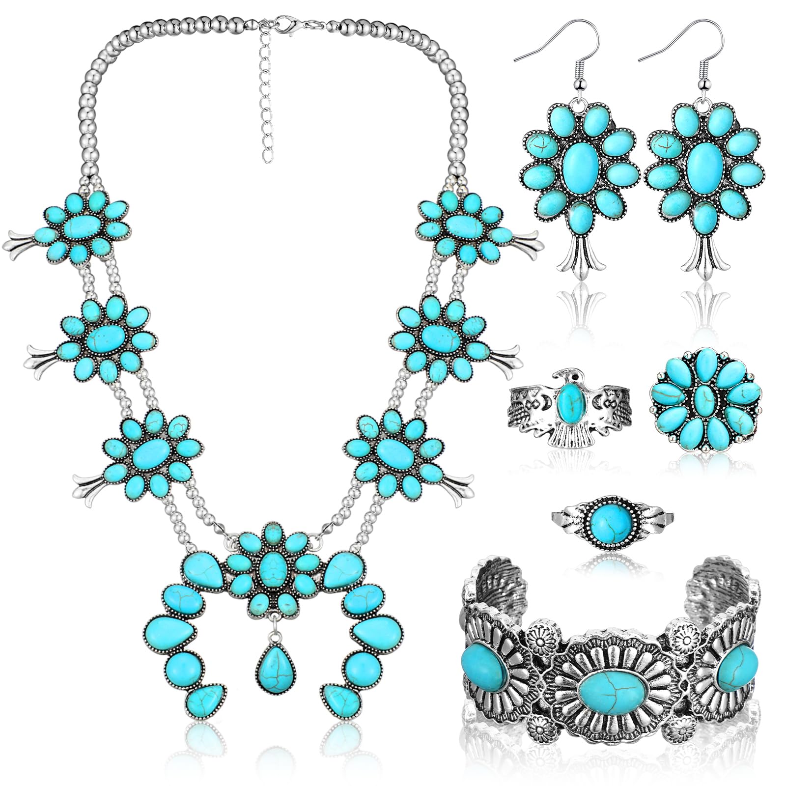 Ecally Western Turquoise Jewelry Set for Women