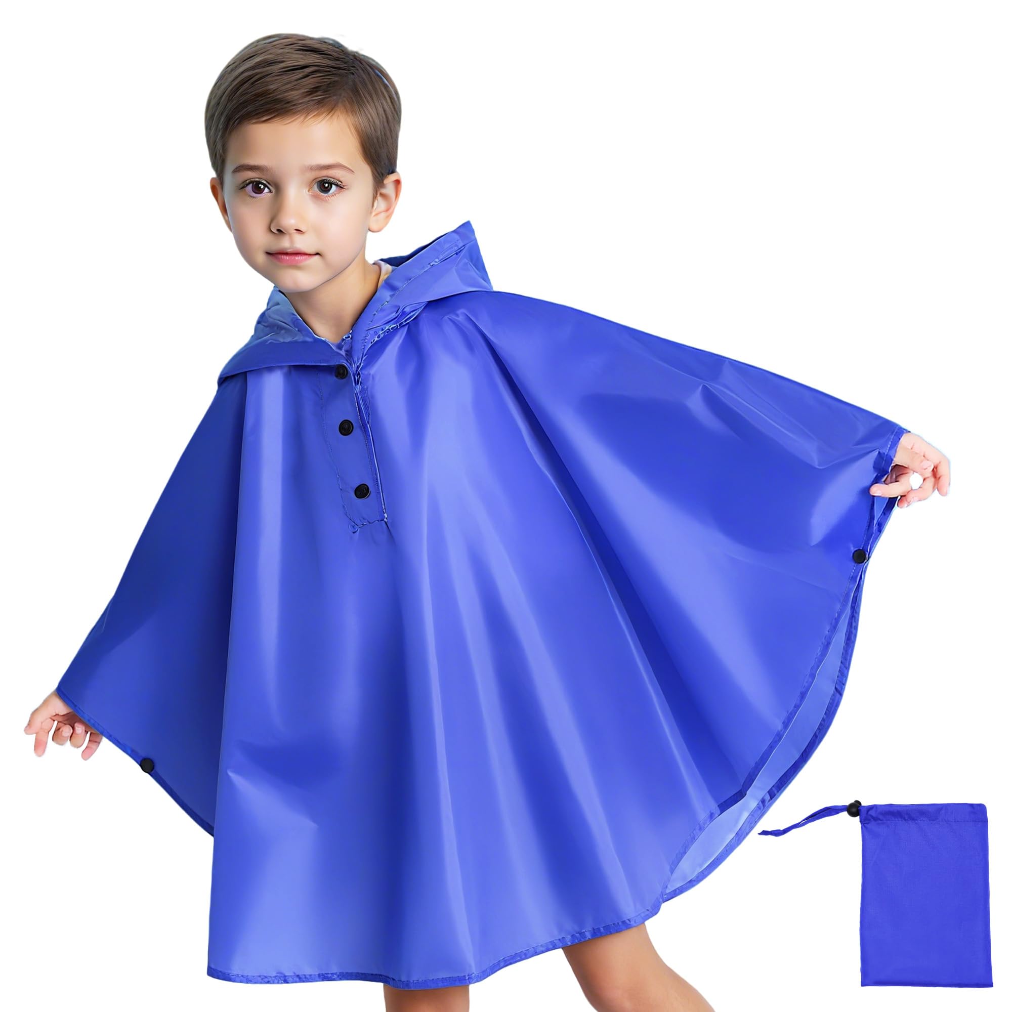 Poncho Pluie Enfant, Léger Respirant Filles Garçons RéUtilisable Imperméable Veste à capuche, Unisexe Animé Mignon Cape De Pluie Imperméables l'extérieur Vêtements 3-14 Ans