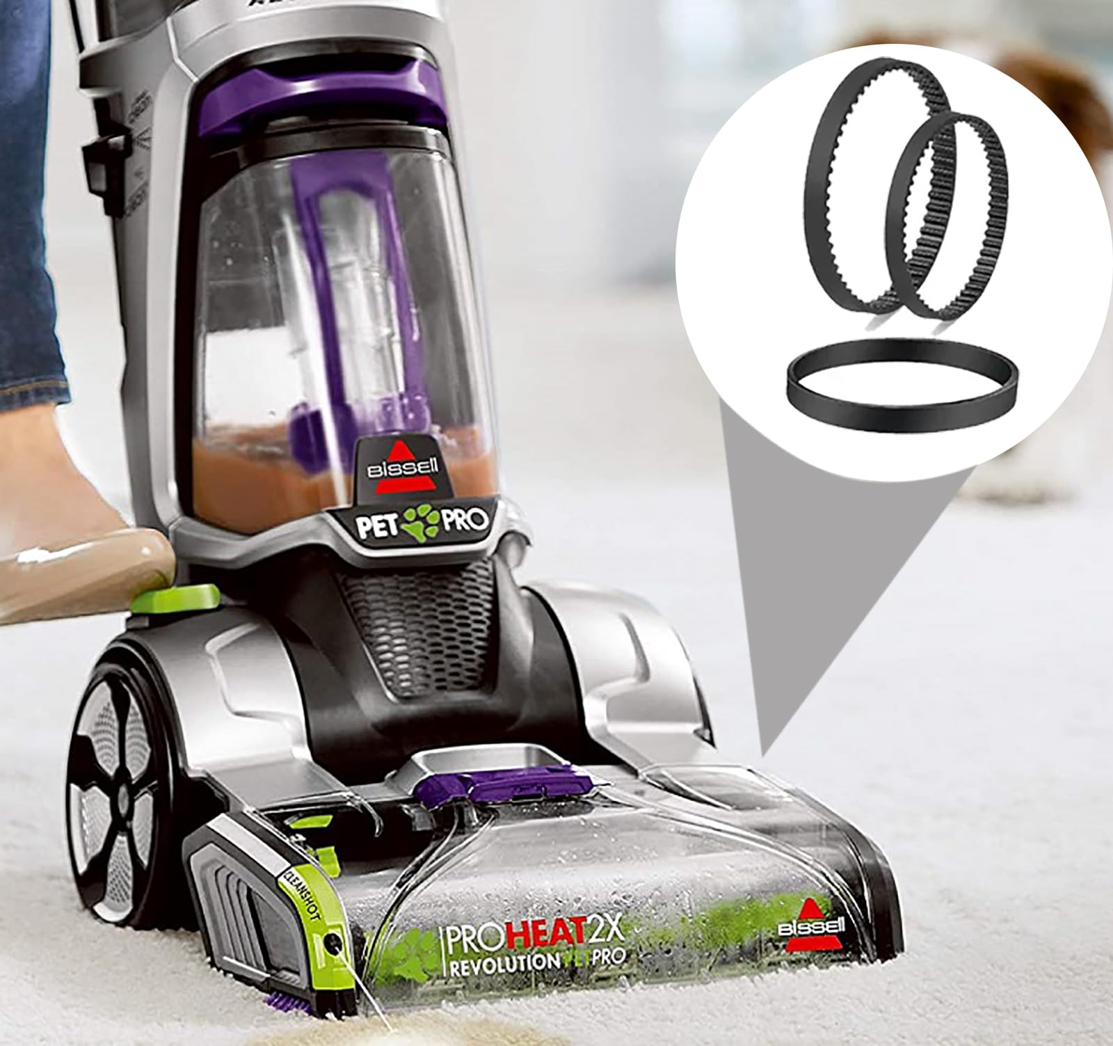 Cinghia di ricambio per aspirapolvere Bissell ProHeat 2X Revolution Pet Pro Carpet Cleaner 1986, 1964, 2007, 2007P, parti di ricambio 1611129, 1611130 e 1606428 (confezione da 3)