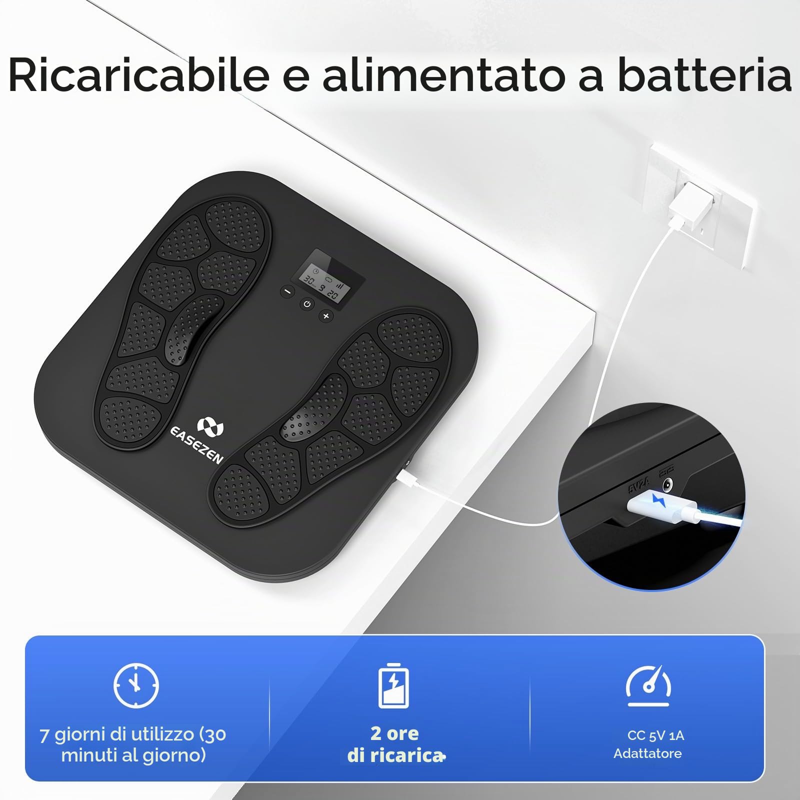 Massaggiatore per Piedi, Ricaricabile EMS TENS Massaggiatore Piedi Elettrico con 10 Modalità e 20 Intensità per la Circolazione, Allevia la Neuropatia, il Dolore Muscolare e il Gonfiore, Regali