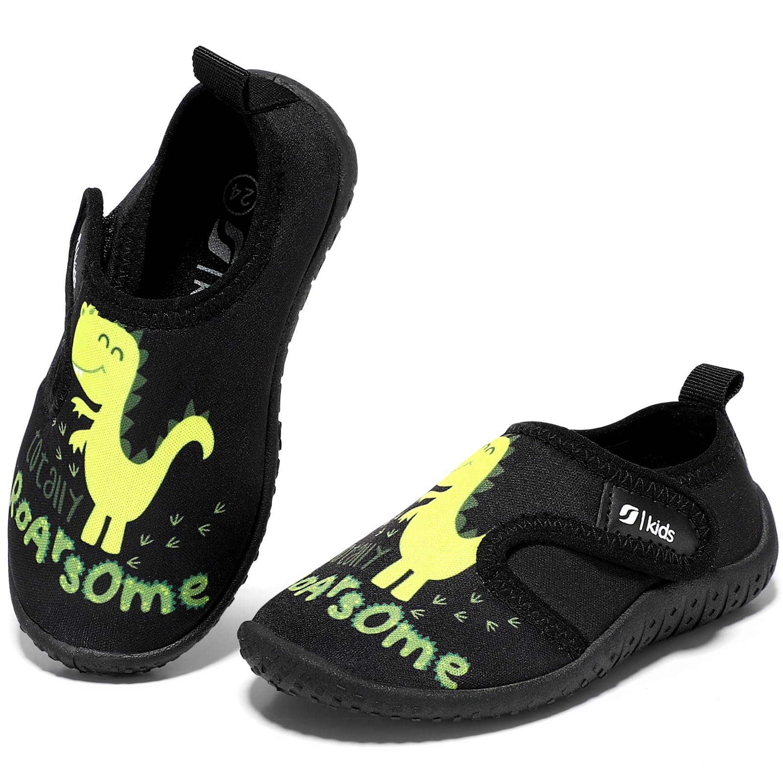 STQ KIDS Zapatillas de baño para niños con cierre de velcro para niños y niñas, Bg Dinosaur, 22 EU