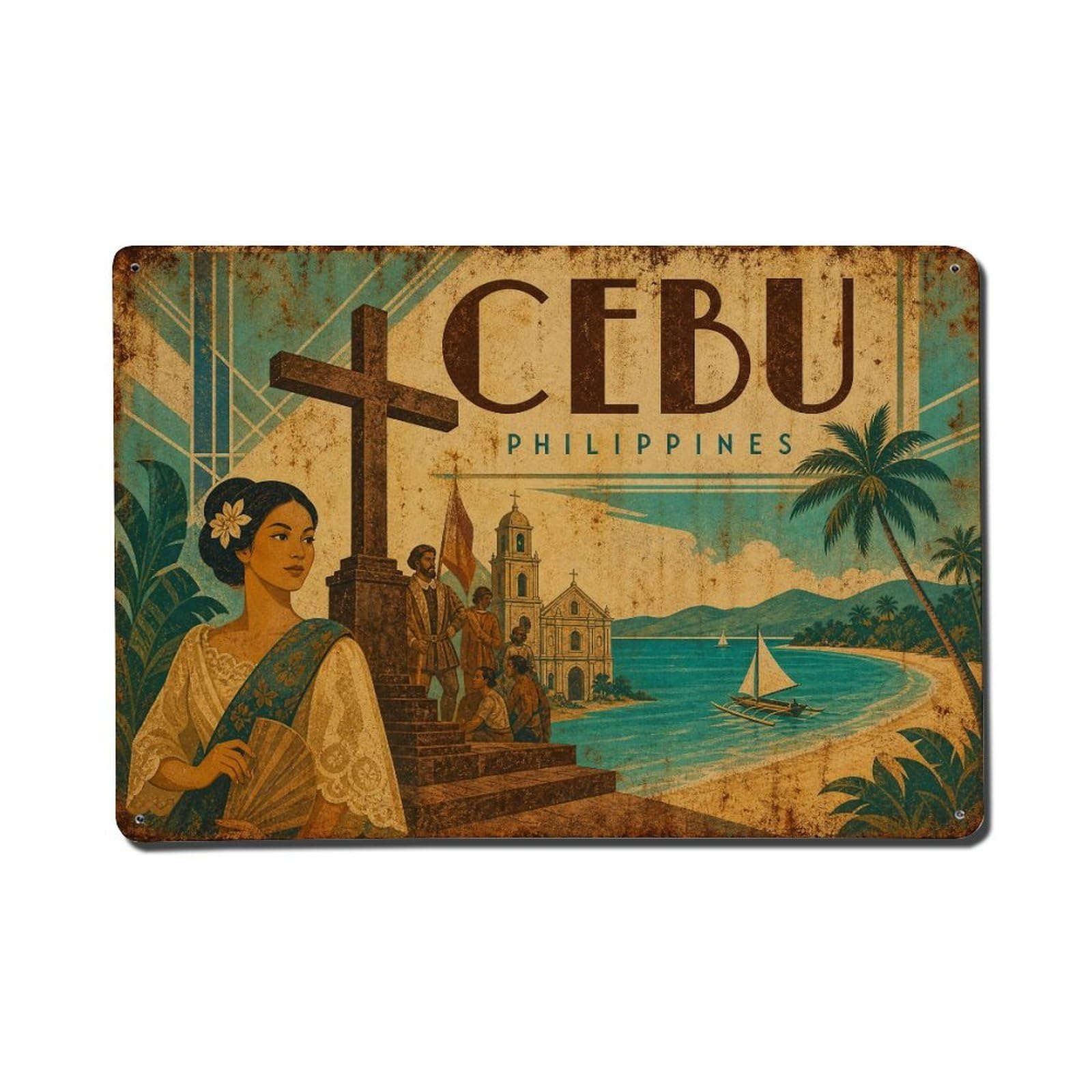 Classic Cebu Philippines Lagoon Travel Beach Metal Tin Sign