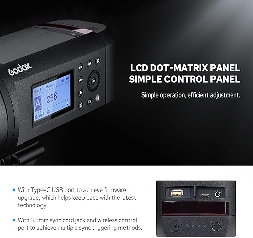 Miniatura 8 de Godox AD600 Pro AD600Pro - Luz estroboscópica para exteriores, 600 Ws TTL Studio Flash Monolight, 2.4G 18000s HSS Speedlite, potente batería de