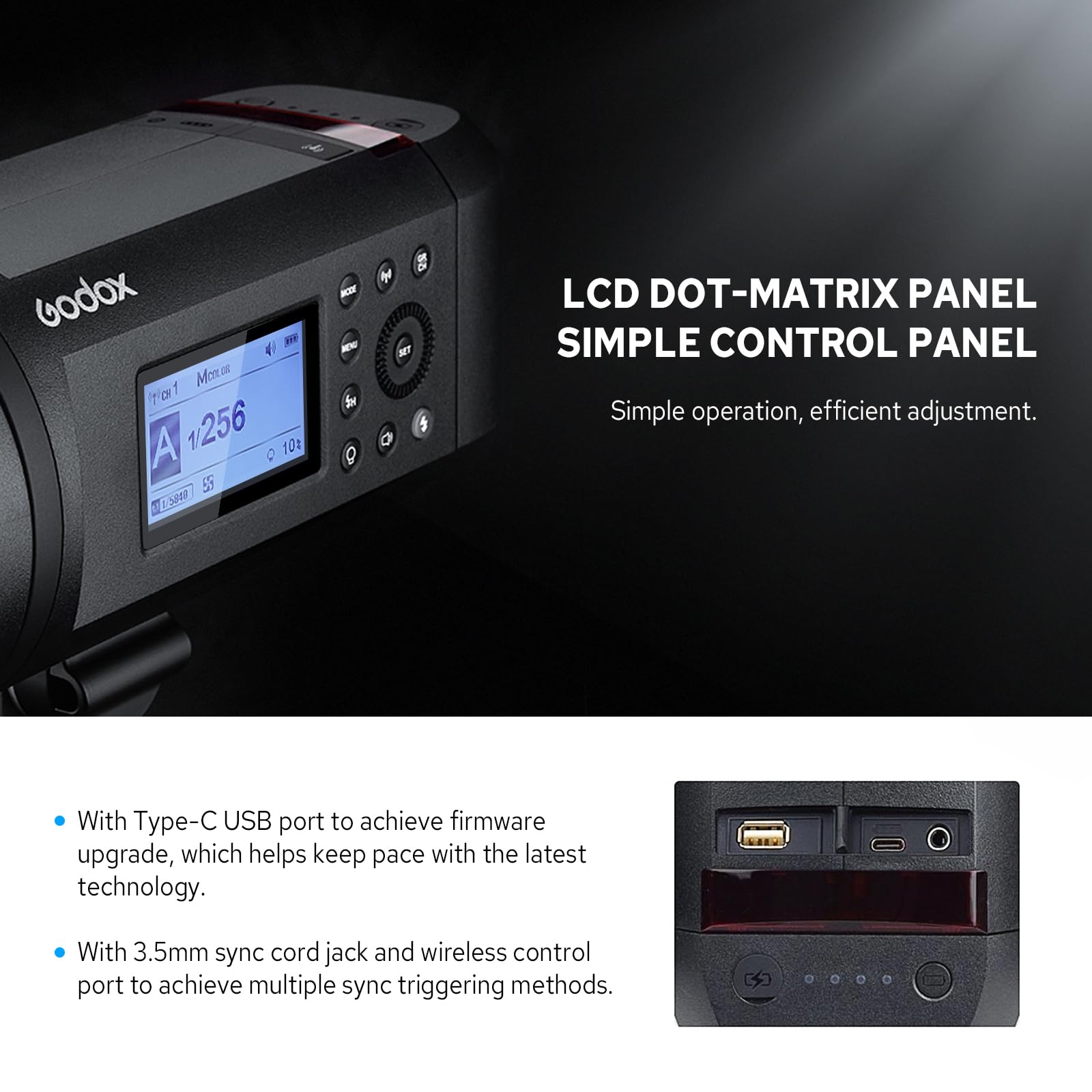 Godox AD600Pro 600Ws TTL Built-in 2.4G Inalámbrico X Sistema HSS All-In-One Outdoor Flash Con Li-on Batería Compatible con Canon E-TTLII, Nikon i-TTL, Sony, FUJIFILM, Olympus, Panasonic