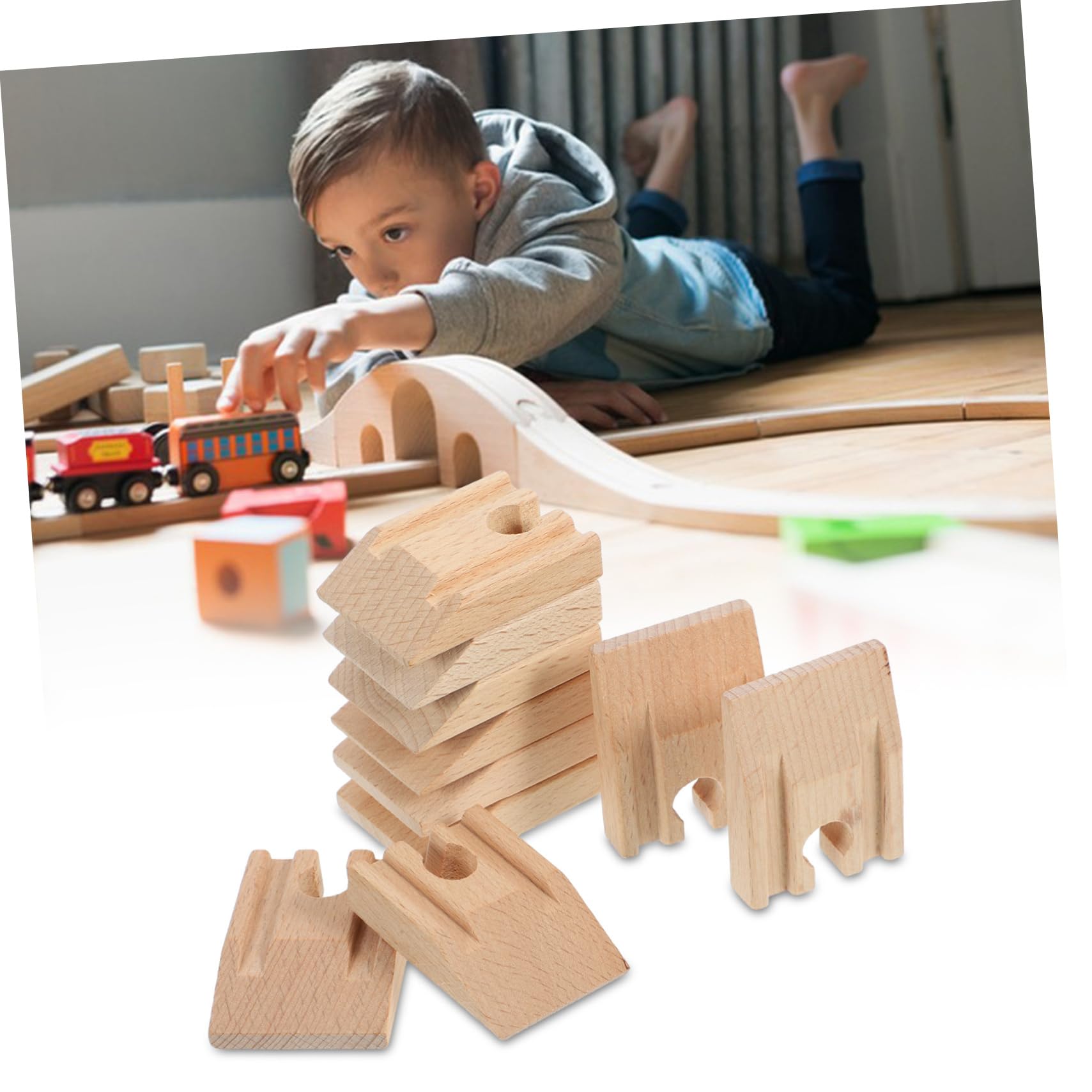 Toyvian 50stücke Teiliges Holzschienen Für Eisenbahnspielzeug Gerade Gleise Mit Concaven Design Kompatibel Mit Gängigen Holzbahnsystemen Für Kreative Spielwelten