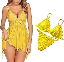 LUVREENA Women Babydoll Lingerie Set for Honeymoon for Woman Thongs | Sexy Night Dress Above Knee Baby Doll Night Dress Hot Transparent