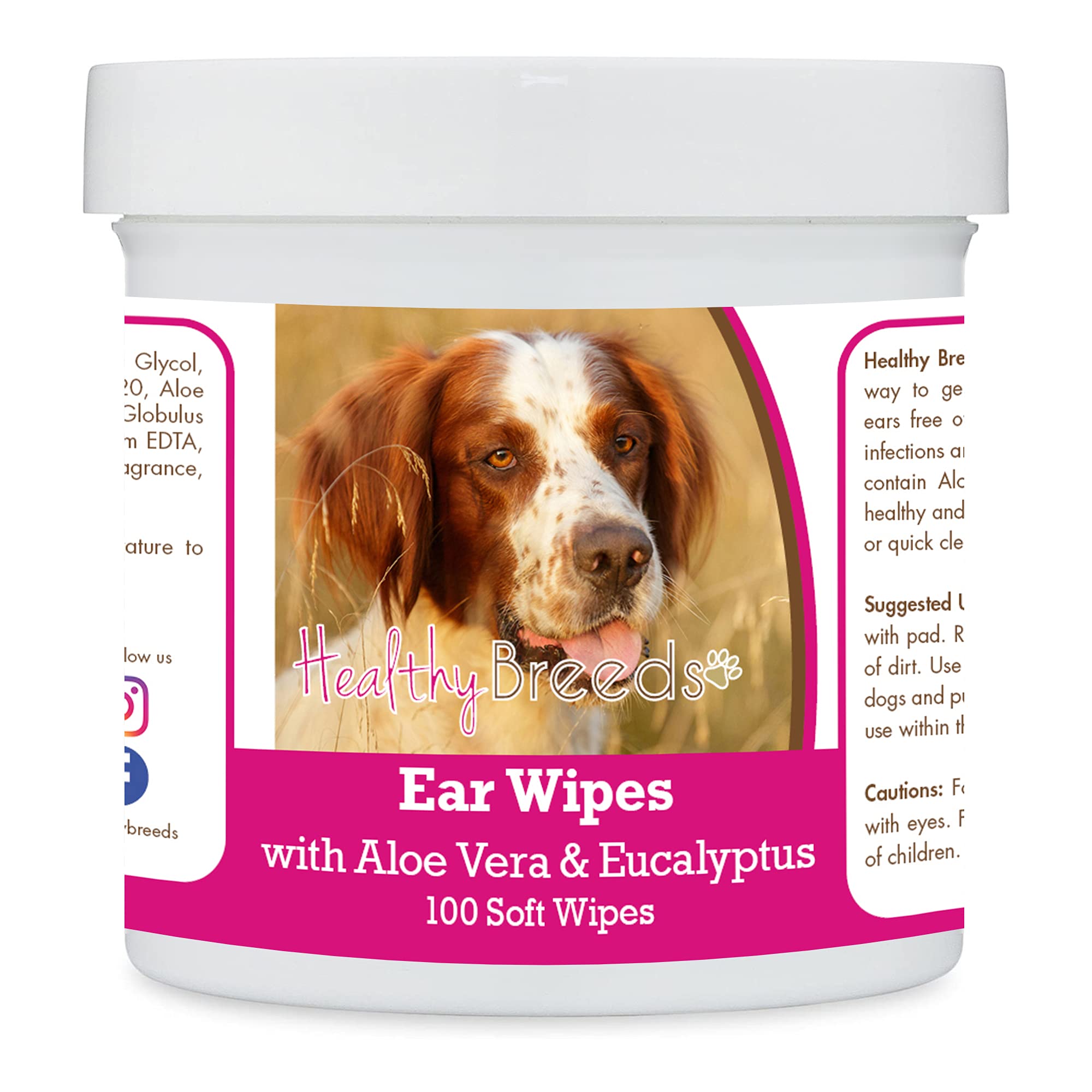 Healthy Breeds Irish Red and White Setter Ear Cleaning Wipes with Aloe &amp; Eucalyptus for Dogs 100 Count