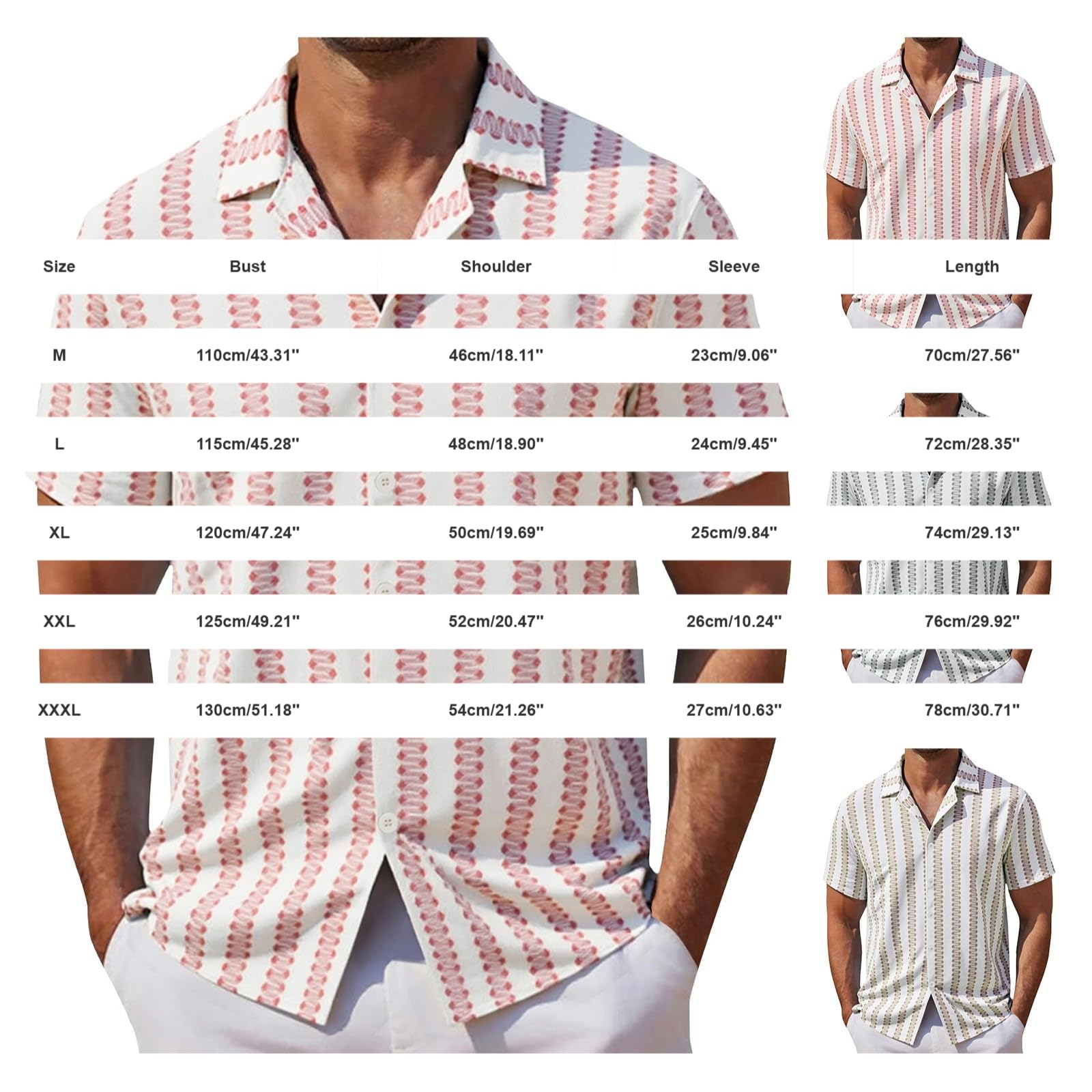 DGZTWLL Camicia da uomo a maniche corte con bottoni a righe pastello con colletto da campeggio, vestibilità regolare, top casual con colletto per streetwear, estate e uso quotidiano