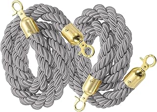 フック付きキューロープバリア、キュー仕切り用編組バリアロープ、ロープ安全バリア 1/2/4M 群衆制御スタンションロープ 2-13フィート、ツイストロープ