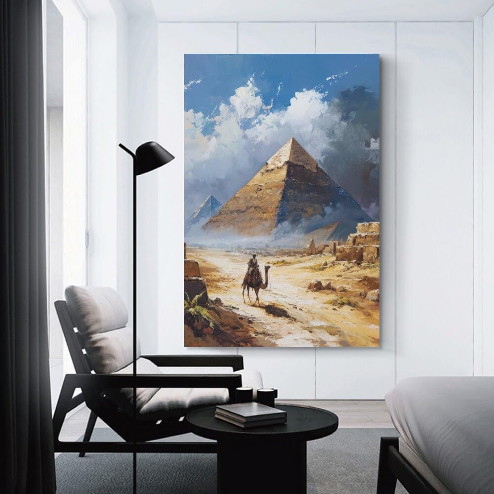 Junmoney Wall Decor Canvas Print Desert Trek Egypt, 24x36inch(60x90cm), for Study, Office Or Apartment Decor, Canvas Artwork with Gifting Potential