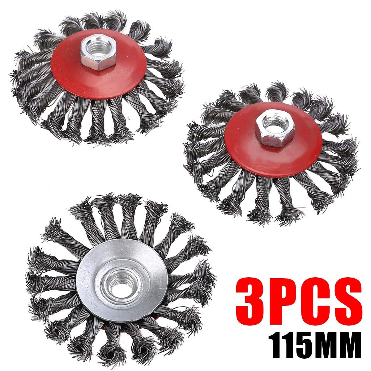 Szczotka tarczowa Szczotka tarczowa z drutu nylonowego 3 szt. Obrotowe mocne metale Twist Węzeł Drut tarczowy Zestaw szczotek kubkowych 115 mm Szlifierka kątowa Narzędzia ścierne Narzędzie d