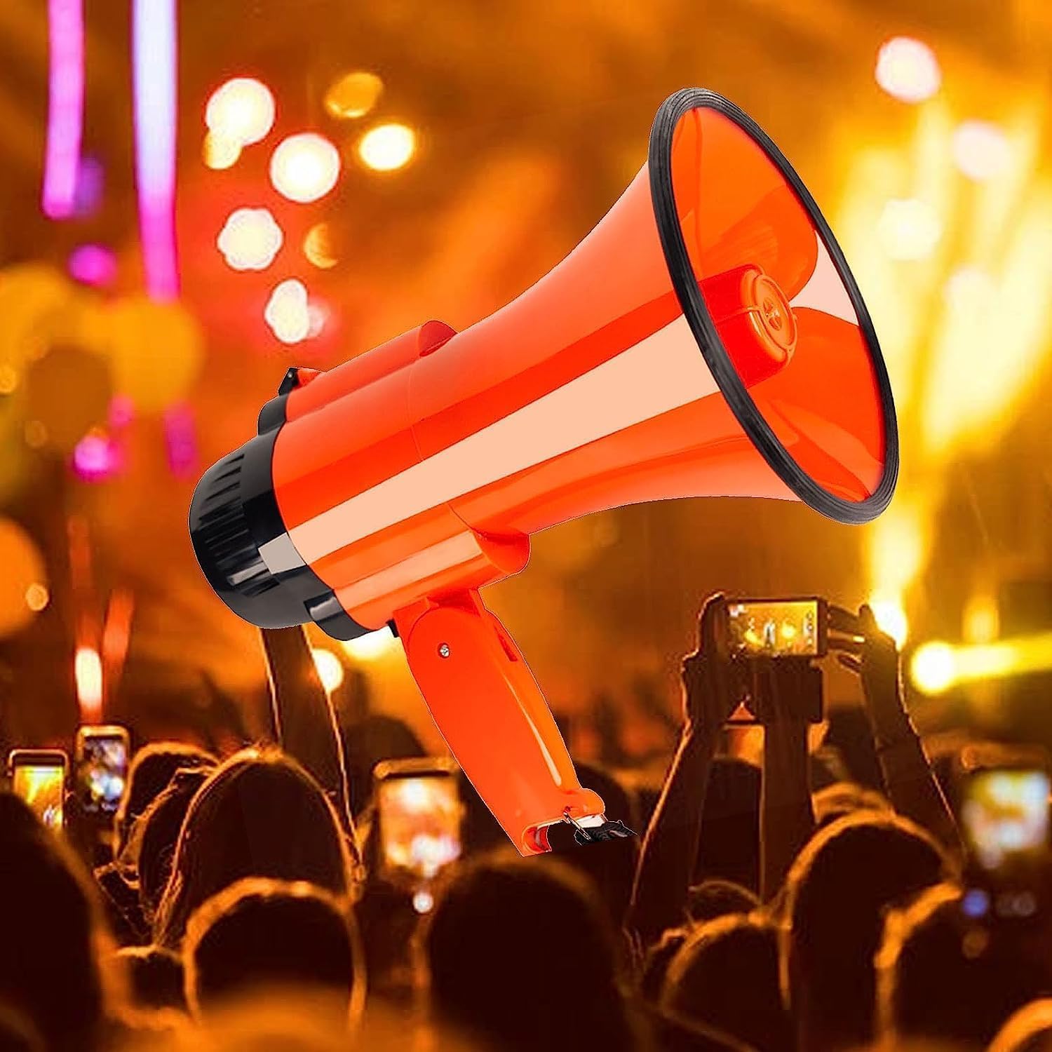 Cheerleading Megaphone Speaker Outdoor Megaphones Handheld Megaphone Volume Adjustment Bullhorn Speaker with Built-in Siren Megaphone Speaker Safety Drills Bullhorn