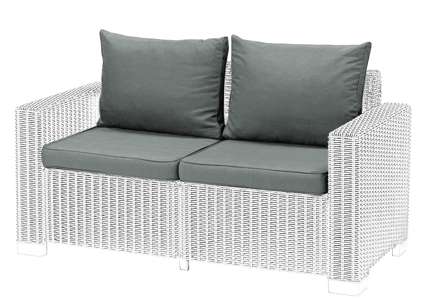Replacement Seat Cushion Pads for Keter Allibert California Rattan Outdoor Furniture - 1,2 or 3 Seater Water Resistant Rattan Patio Set Sofa Cushions Pads (Dark Grey, 2 Seater - 4 Pieces)