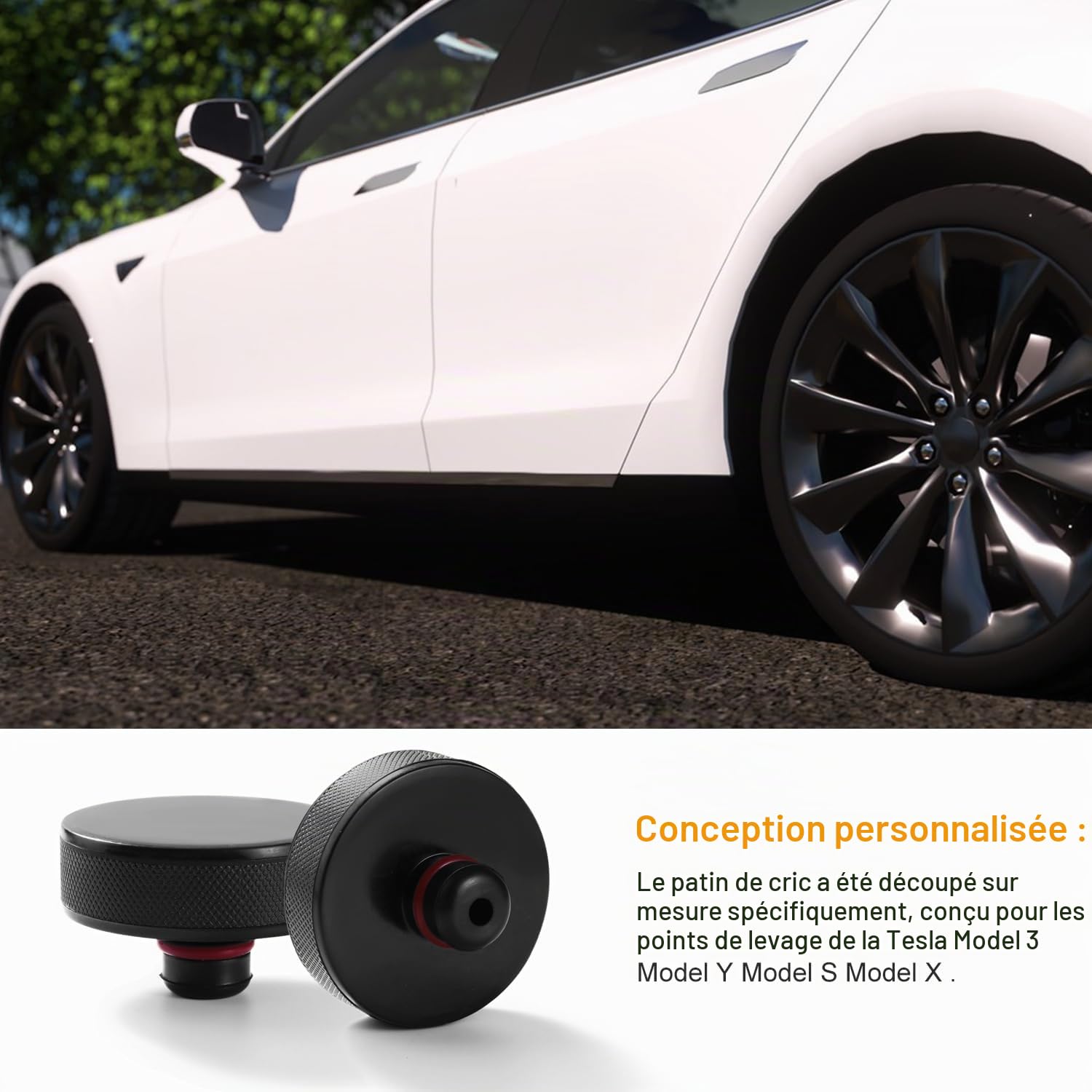 4 Pièces Jack Pad Tampon Compatible with Tesla Model 3/Y/S/X, Coussinet de Levage en Caoutchouc avec Mallette de Rangement, Tampon Cric, Patins de Levage pour Cric